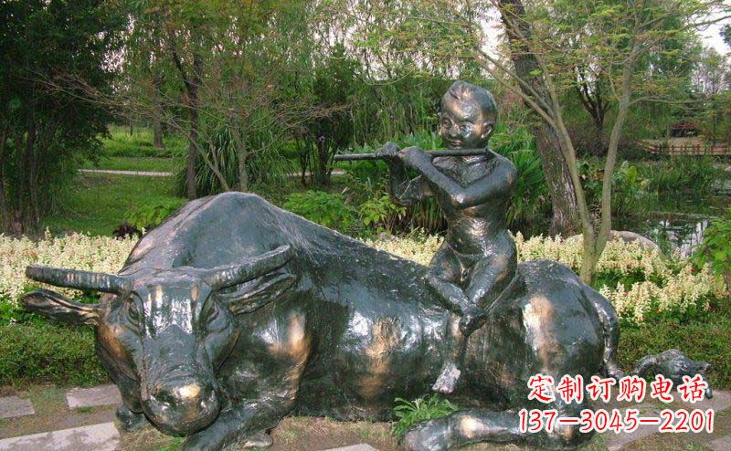 信阳园林牧童牛景观铜雕