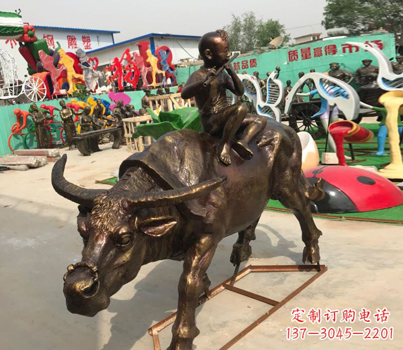 信阳园林牧童骑牛铜雕塑