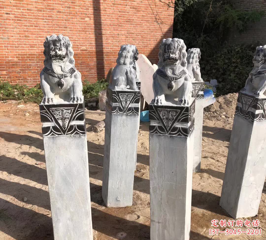 信阳园林石雕狮子拴马桩