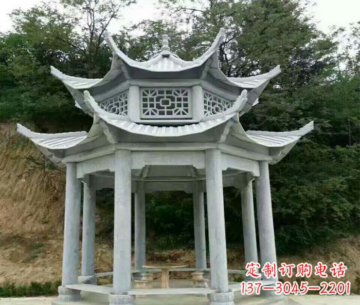 信阳园林双层凉亭石雕 (2)
