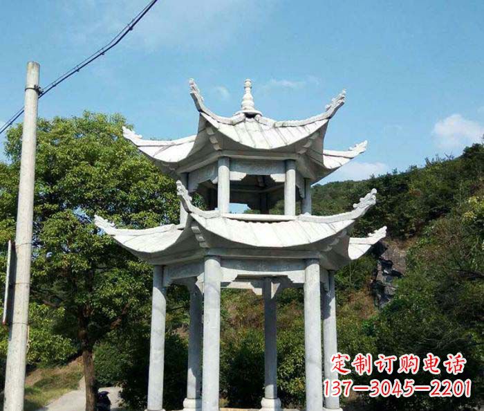 信阳园林双层凉亭石雕