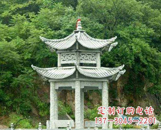 信阳园林双层六角石凉亭景观石雕
