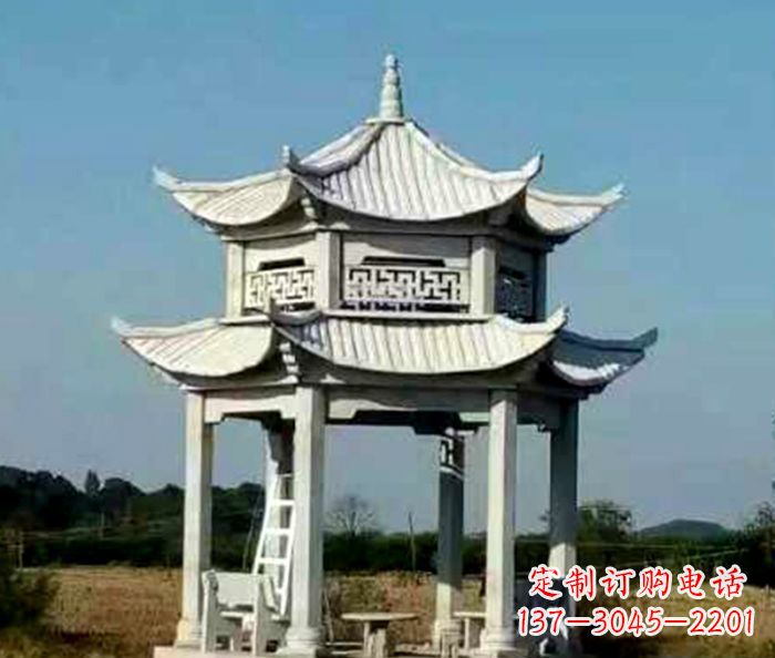 信阳园林双层石雕凉亭 (2)