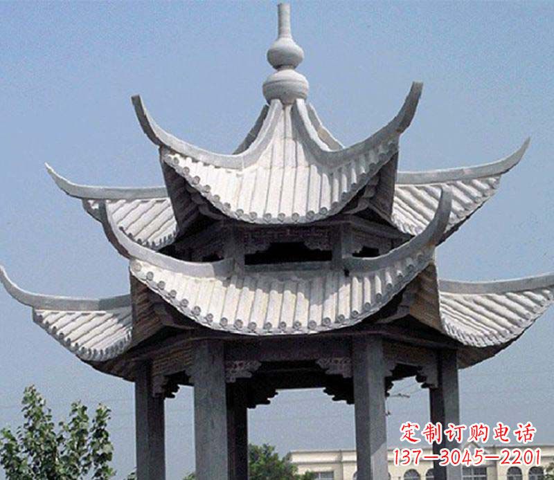 信阳园林双层石凉亭景观石雕