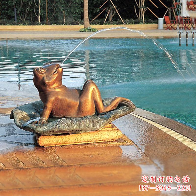 信阳园林水景池塘游泳馆喷水青蛙铜雕塑