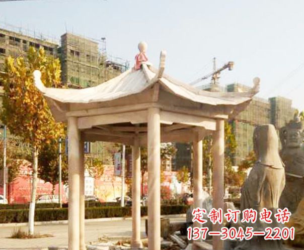信阳园林晚霞红单层凉亭景观石雕