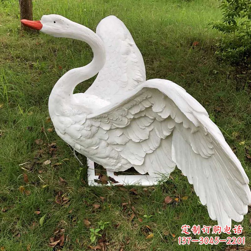 信阳展翅飞翔白天鹅仿真发光动物雕塑