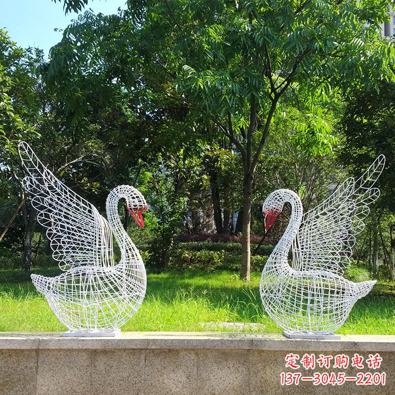 信阳展翅天鹅网格雕塑-上色款