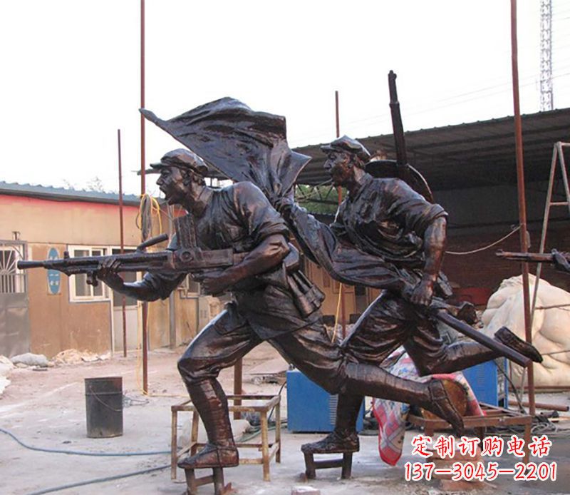 信阳战士人物铜雕