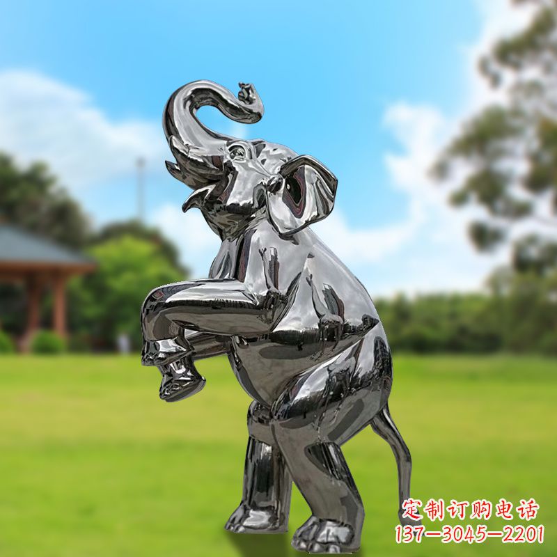 信阳站立的不锈钢小象雕塑