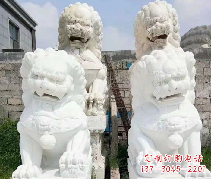 信阳招财动物汉白玉狮子石雕