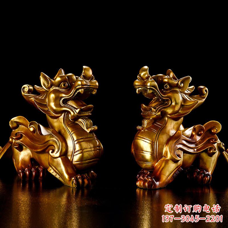 信阳招财黄铜貔貅雕塑摆件