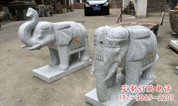 信阳招财进宝芝麻灰大象石雕 (2)