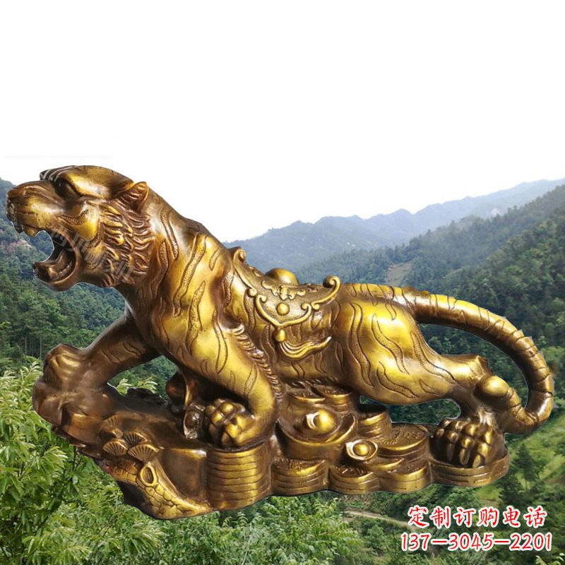 信阳招财老虎漆金12生肖动物雕塑