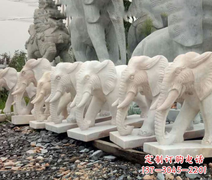 信阳招财晚霞红大象石雕 (3)