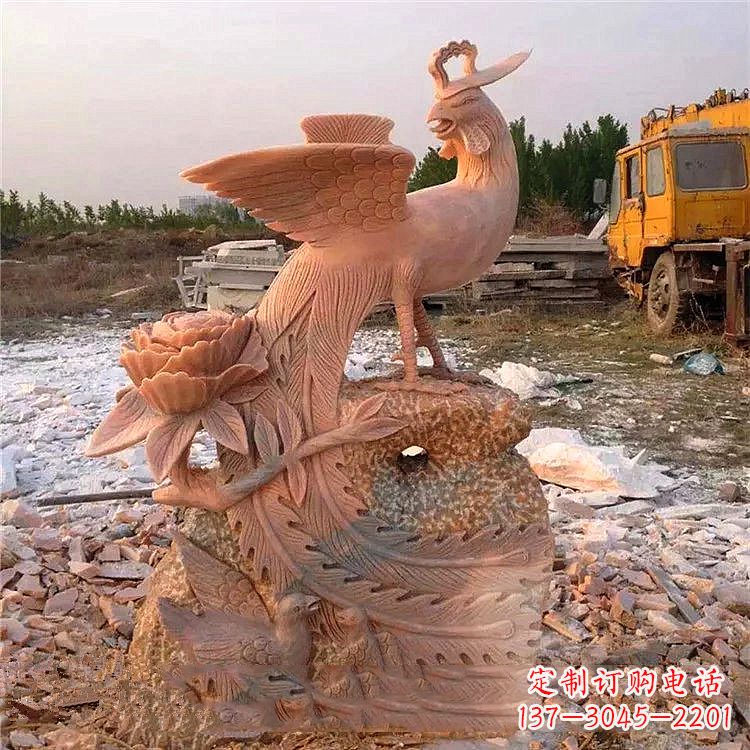 信阳中国古代传说中的瑞鸟凤凰牡丹石雕