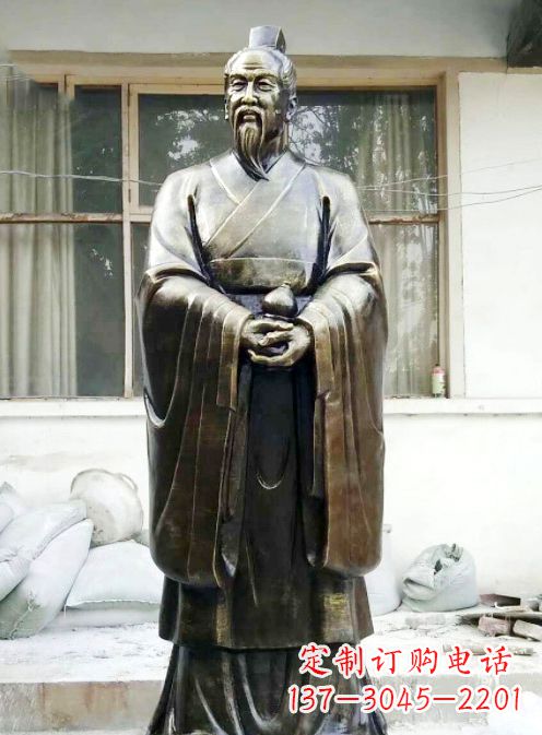信阳中国古代名医扁鹊铸铜雕像半身像