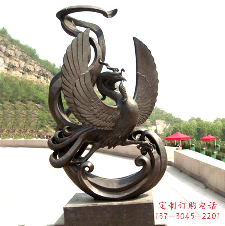 信阳中国古代神话中的创世神朱雀景观铜雕