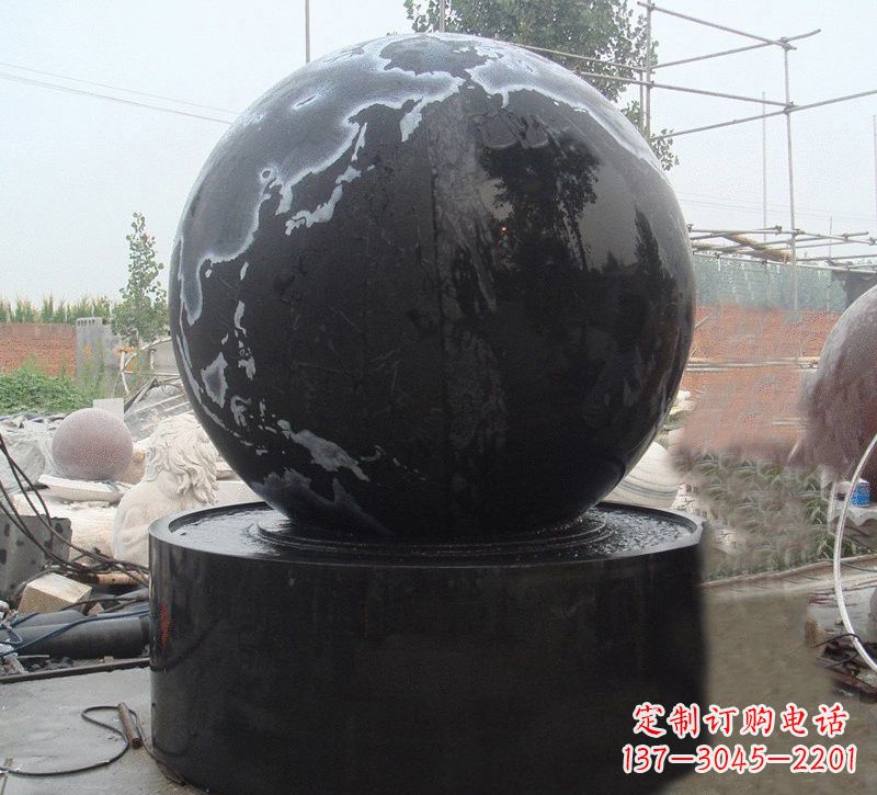 信阳中国黑风水球石雕