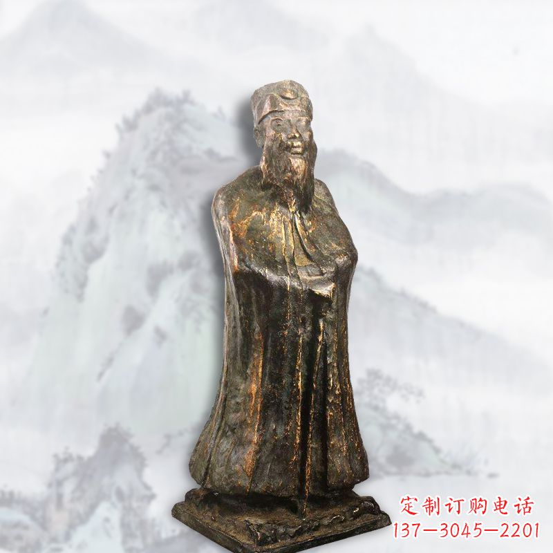 信阳中国近代著名画家张大千铸铜雕塑