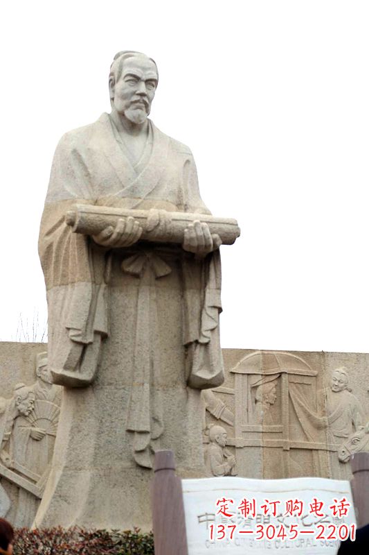 信阳中国历史名人北宋绘画大师清明上河图画家张择端汉白玉石雕像