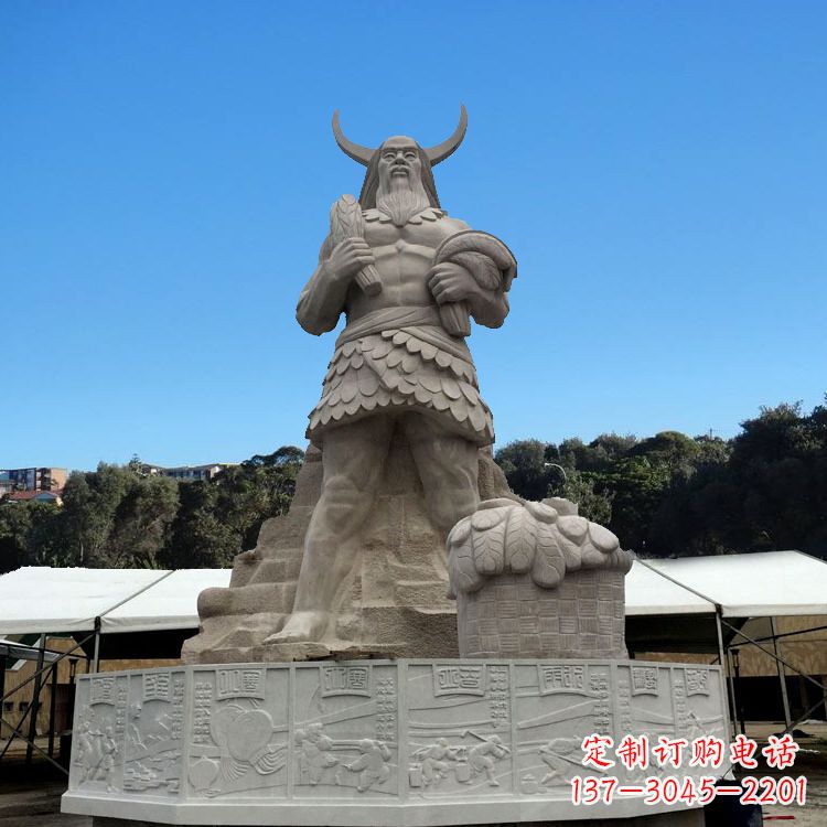 信阳中国上古人物人文初祖汉白玉神农雕像