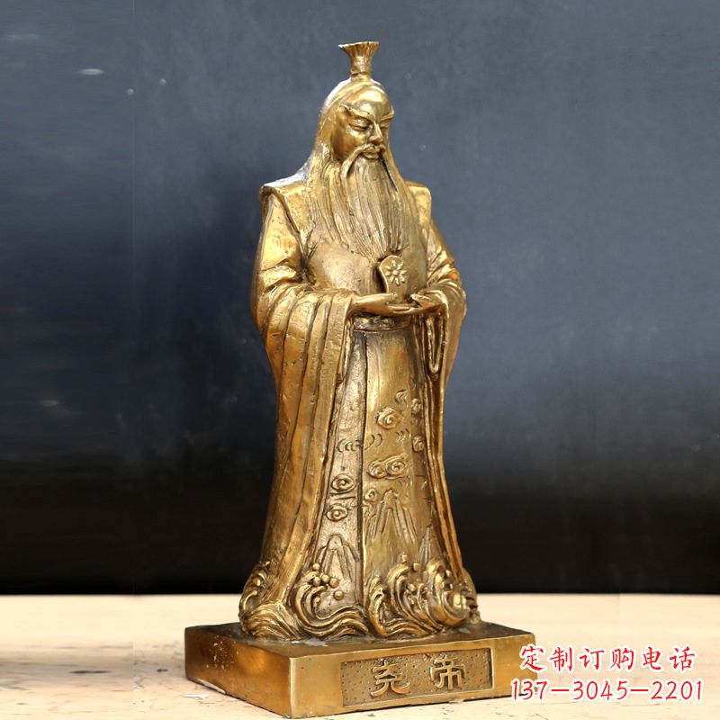 信阳中国上古时期部落联盟首领尧帝铸铜雕像