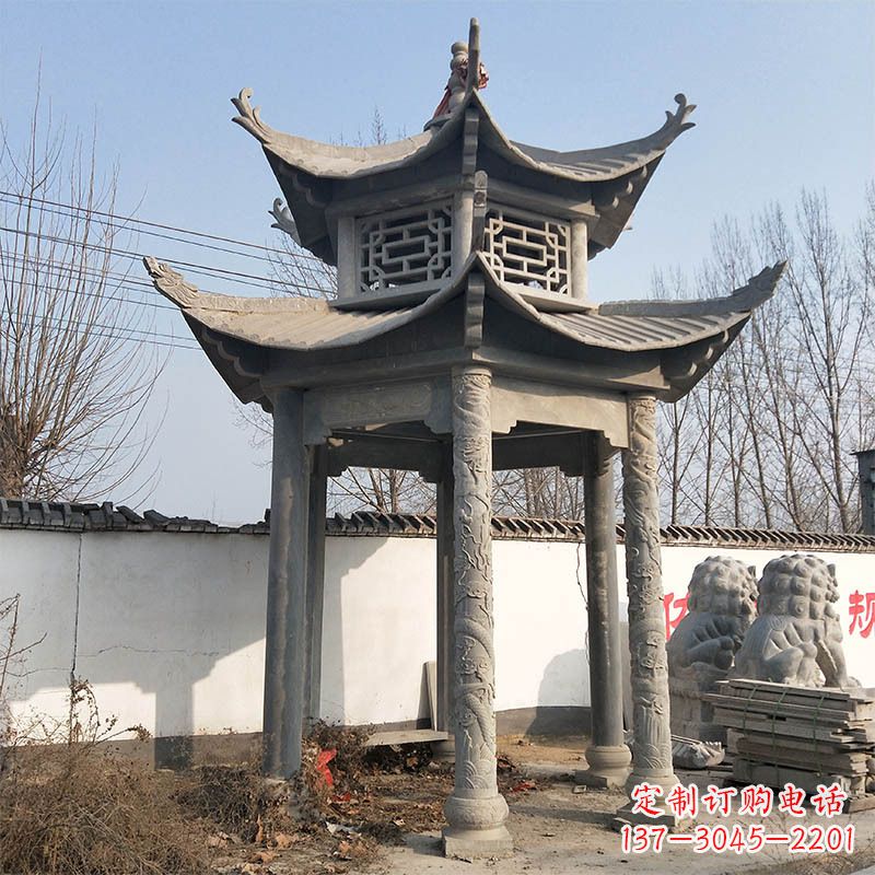 信阳中式双层石雕凉亭
