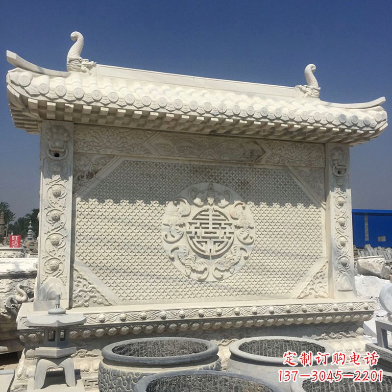信阳中式庭院影壁石雕-中国古建大门萧墙