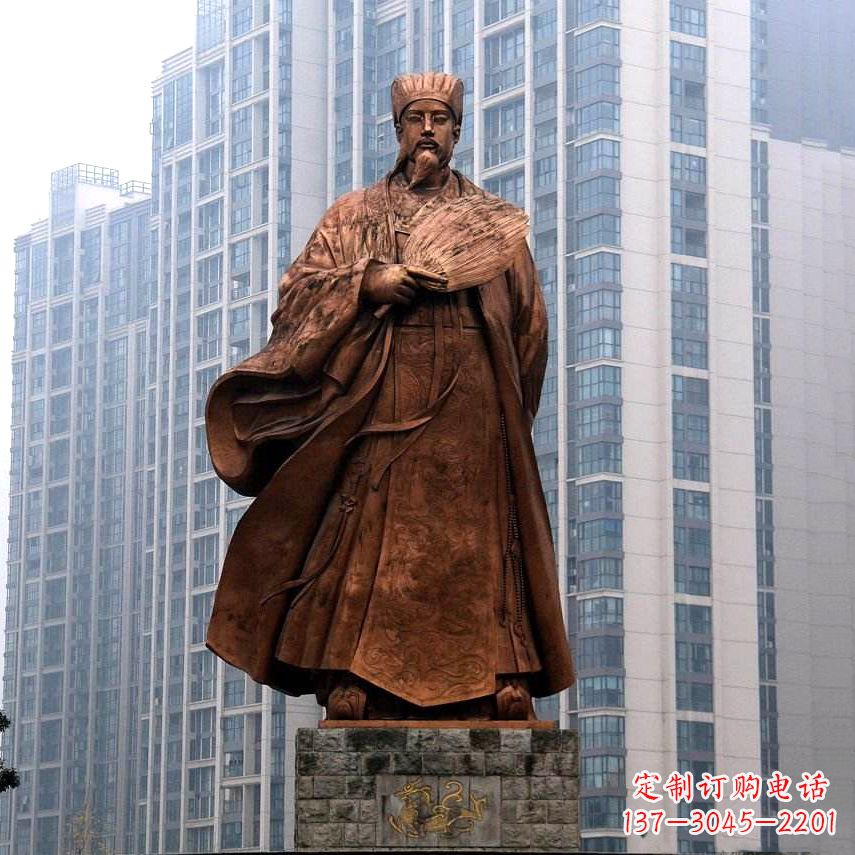 信阳诸葛亮城市景观铜雕像-中国古代著名人物三国谋士卧龙先生雕塑