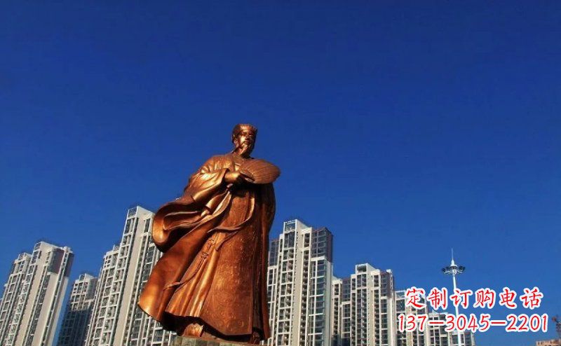 信阳诸葛亮古代名人铜雕 (2)