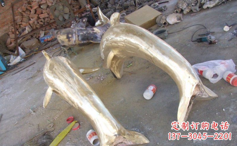 信阳铸铜海豚公园动物铜雕