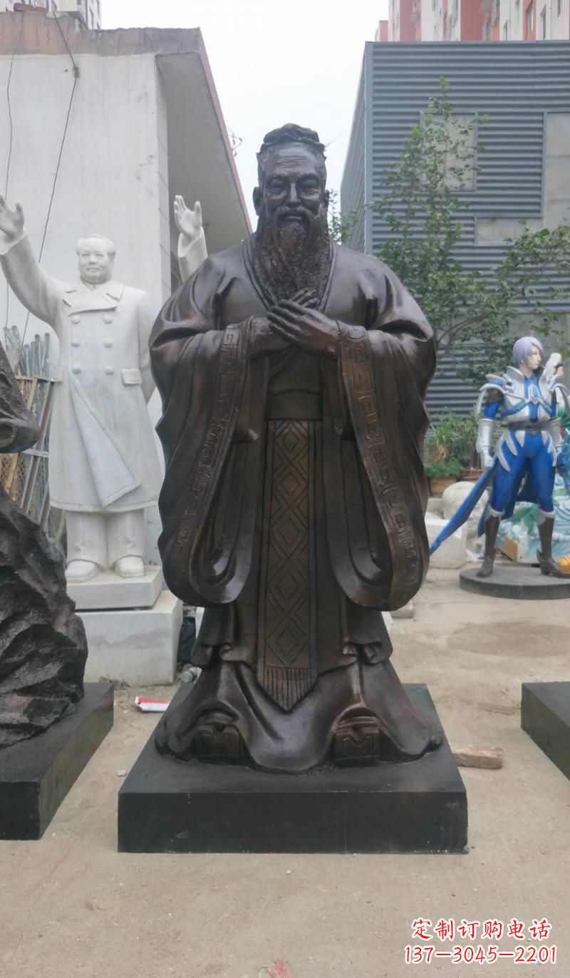 信阳铸铜孔子雕塑