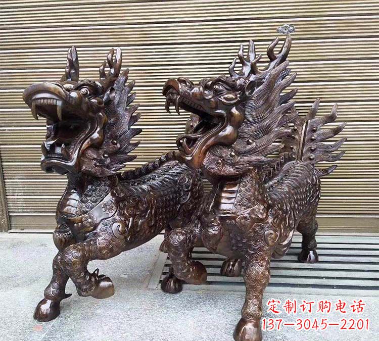 信阳铸铜立式麒麟