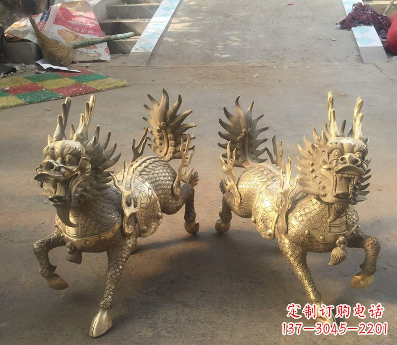 信阳铸铜麒麟雕塑 (2)