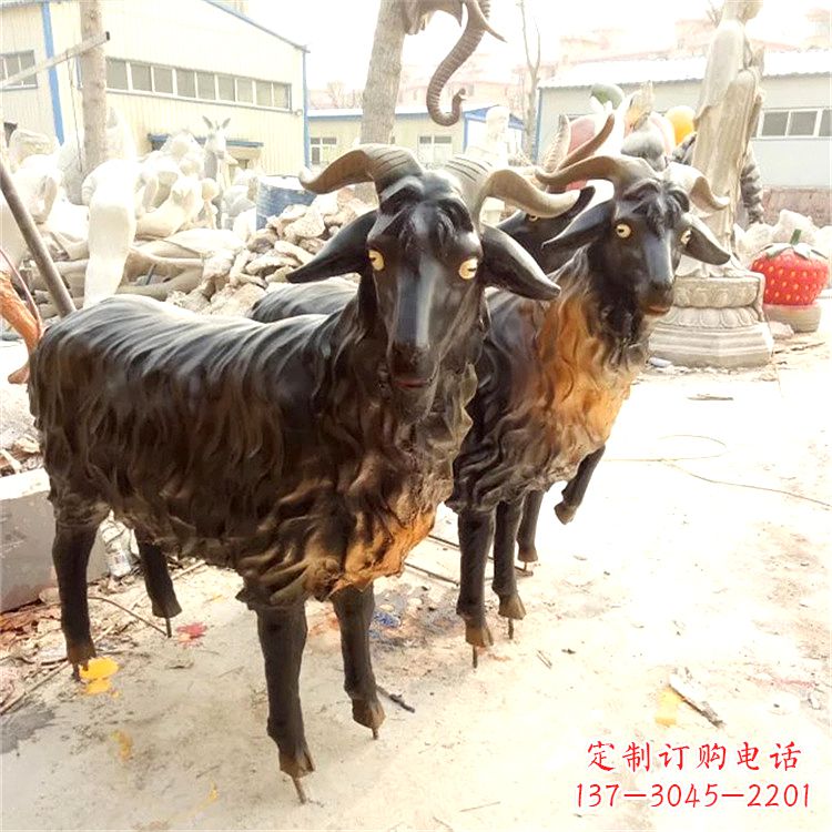 信阳铸铜山羊雕塑