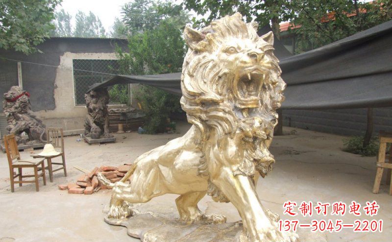 信阳铸铜狮子铜雕 (3)
