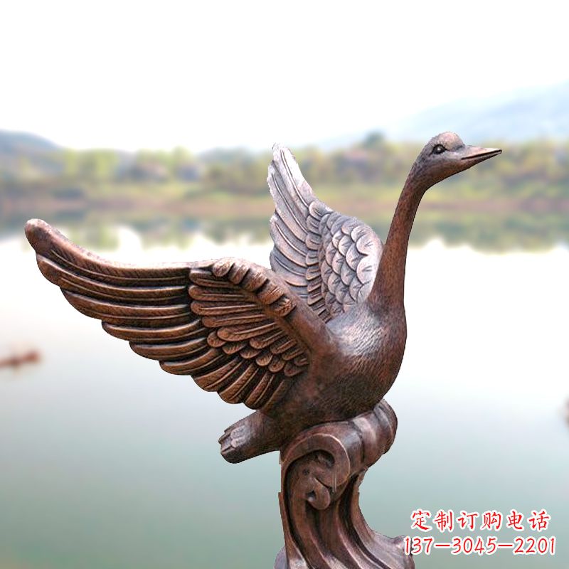 信阳铸铜天鹅景观摆件