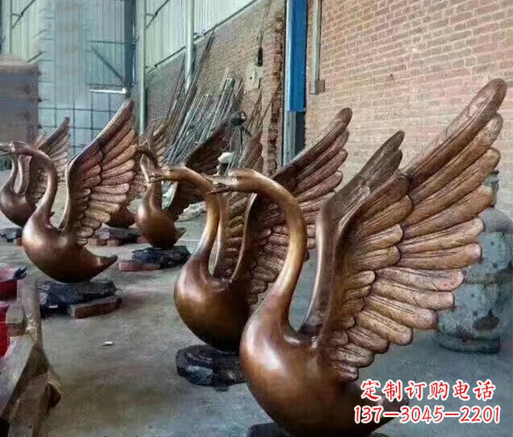 信阳铸铜天鹅喷水动物喷泉雕塑