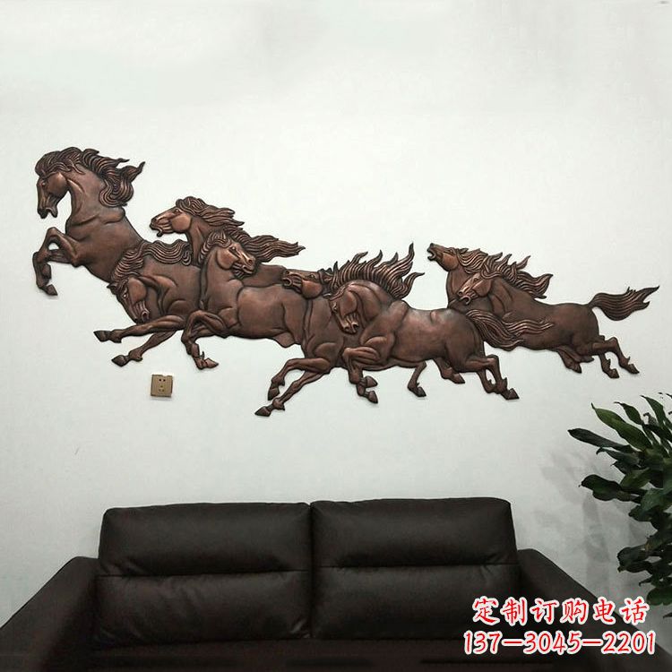 信阳紫铜马儿浮雕装饰画