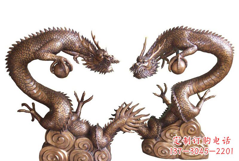 信阳紫铜铸双龙戏珠