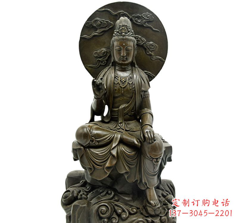 信阳自在观音菩萨仿古铜雕佛像