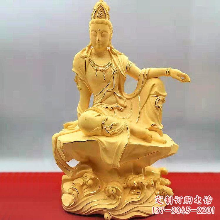 信阳自在观音纯铜镀金雕塑