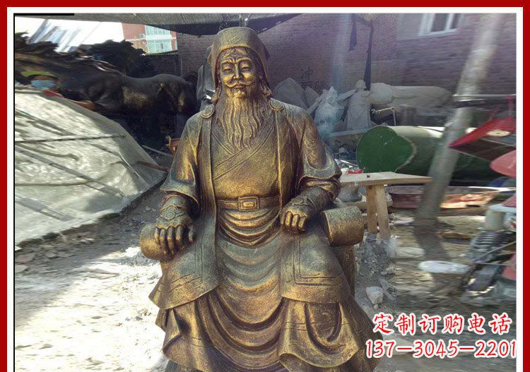 信阳坐式成吉思汗铜雕