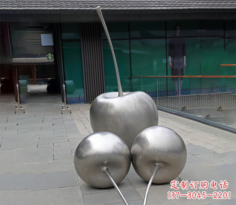 信阳实心不锈钢苹果雕塑
