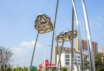 信阳荷叶雕塑-广场不锈钢抽象艺术荷叶雕塑